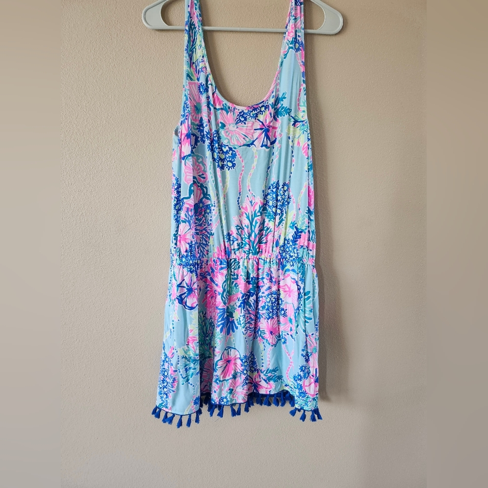Lilly Pulitzer Jarrett Romper in Blue and Pink